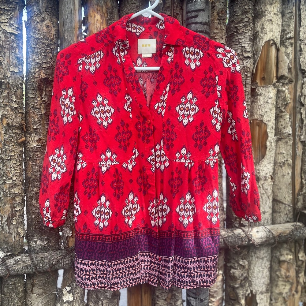 Maeve Red Button-up Blouse